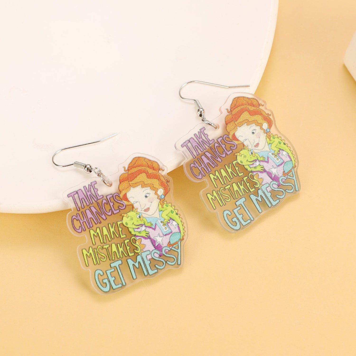 Wholesale Pastoral color letter MAMA acrylic earrings